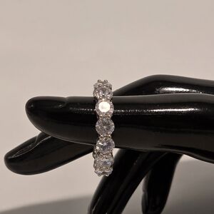 Elegant Eternity Round Diamond Ring Silver Size 8 New